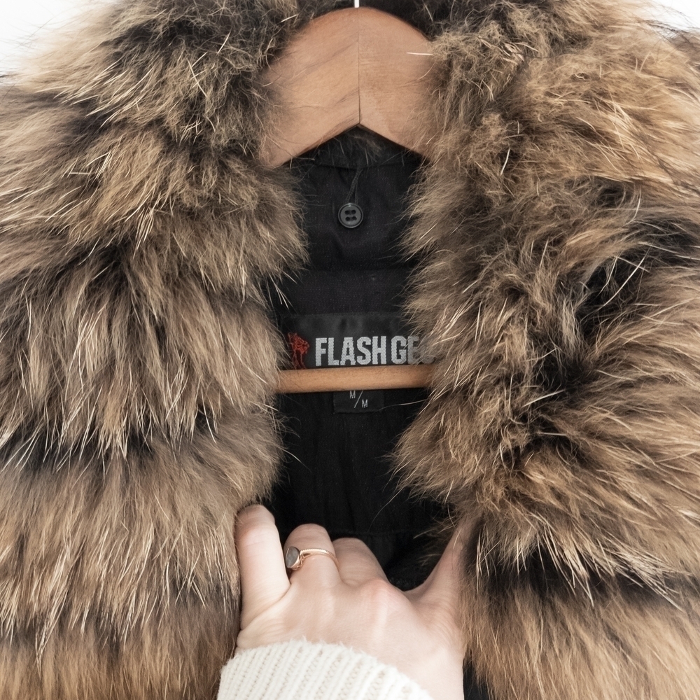 Flash Geo Metallic Mobwife Black Fur-Trimmed down parka - Picture 4 of 9